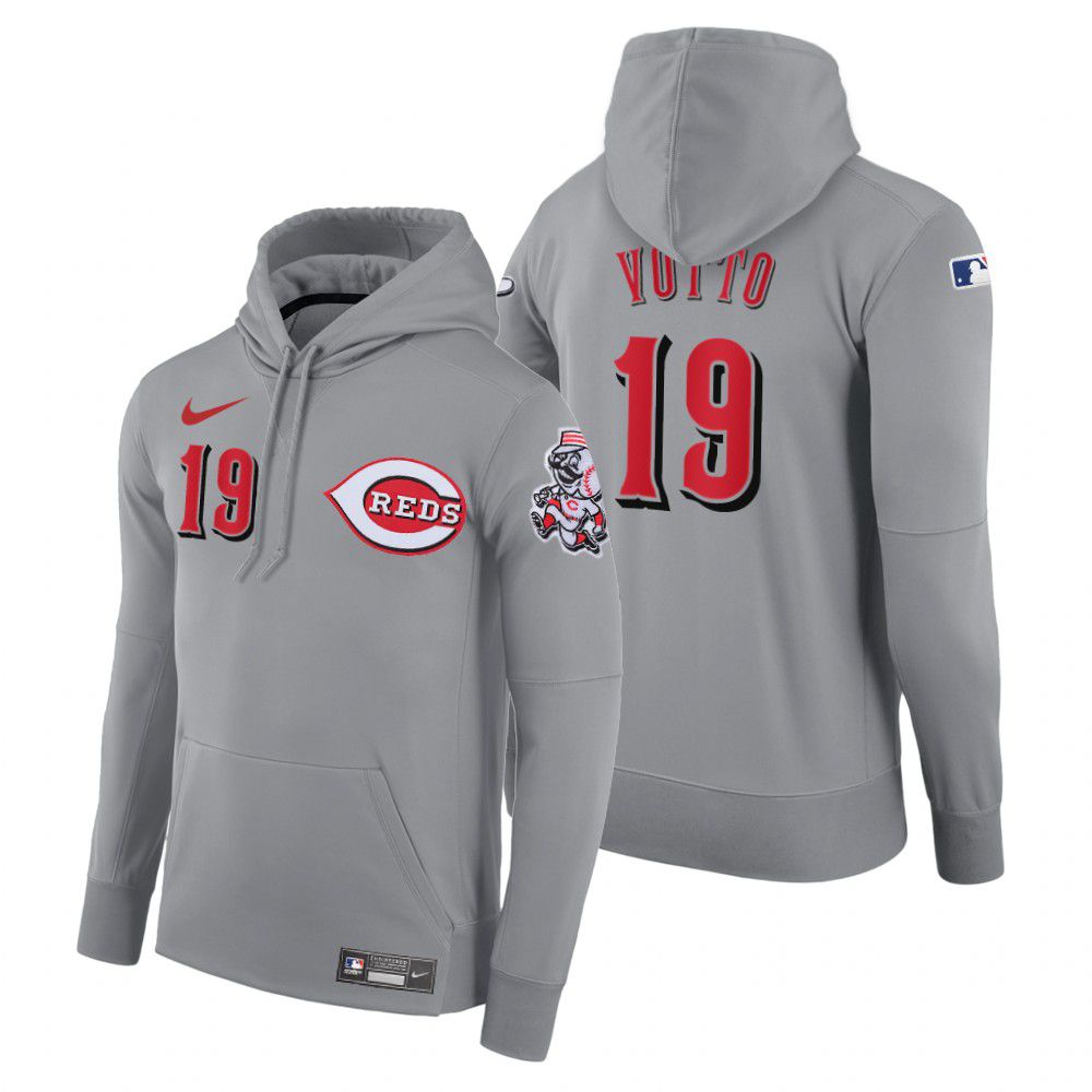 Men Cincinnati Reds #19 Votto gray road hoodie 2021 MLB Nike Jerseys->cincinnati reds->MLB Jersey